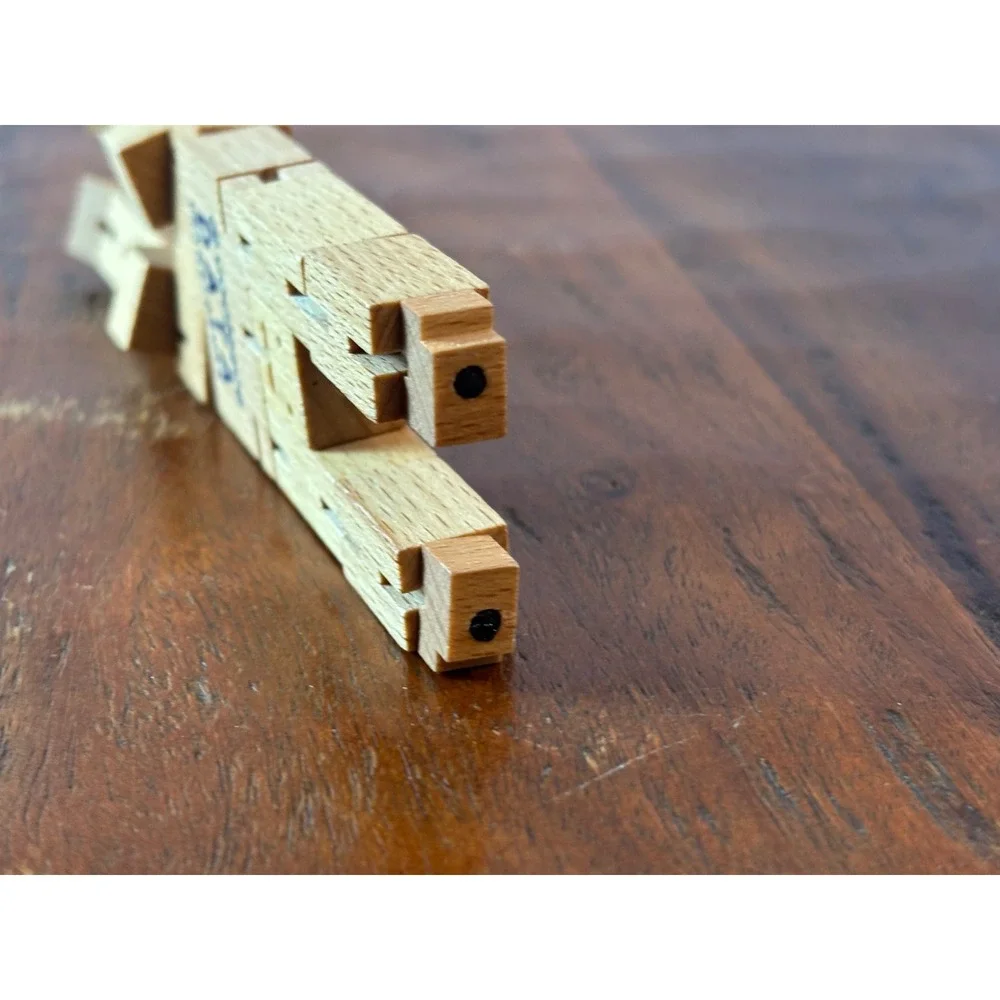 Areaware Cubebot Wooden Robot Puzzle Coalesce Data Transformer Natural Wood 2023